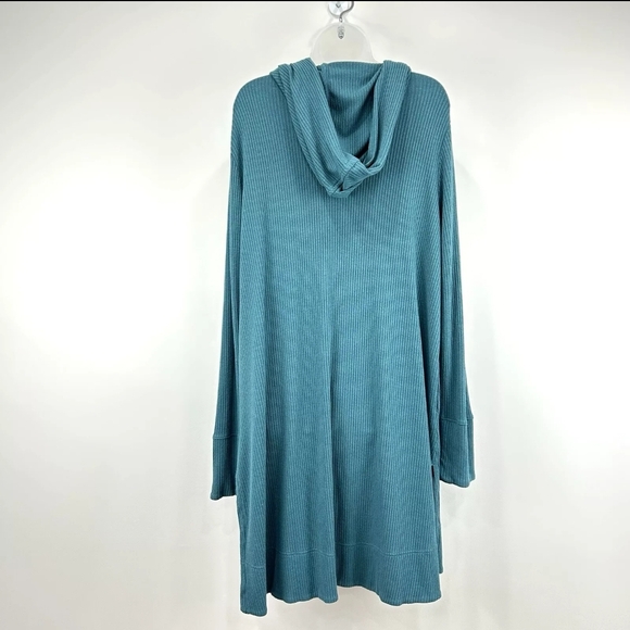 Athleta Women's Harmony Pose Wrap Cardigan Teal Long Sleeve Hooded Ribbed XL - Picture 3 of 14